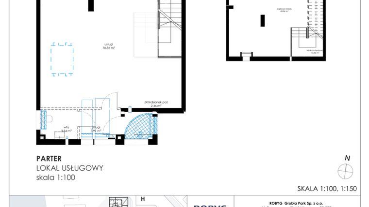 Rzut - Lokal użytkowy na sprzedaż 1 pokój o powierzchni 138,9 m² - numer G.0U03 w Nadmotławie Apartments