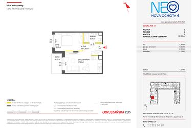 Rzut - Mieszkanie na sprzedaż 2 pokoje o powierzchni 38,33 m² - numer 57 w Neo Nova Ochota 6