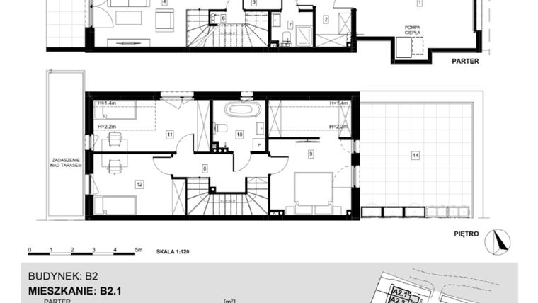 Rzut - Dom na sprzedaż 5 pokoi o powierzchni 126,6 m² - numer B2.1 w Ville Przy Białej