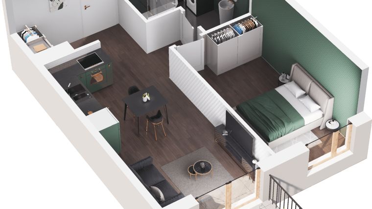 Rzut - Mieszkanie na sprzedaż 2 pokoje o powierzchni 40,33 m² - numer A3.101.M06 w Mieszkaj w mieście - Ogrody Glogera