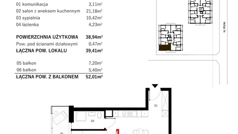 Rzut - Mieszkanie na sprzedaż 2 pokoje o powierzchni 38,35 m² - numer M16 w SUNDAY Resort Ustronie Morskie II