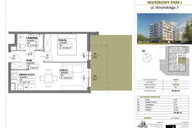 Rzut - Mieszkanie na sprzedaż 2 pokoje o powierzchni 35,26 m² - numer A00_M1 w Wierzbowy Park