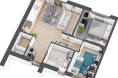 Rzut - Mieszkanie na sprzedaż 3 pokoje o powierzchni 50,46 m² - numer 9B w Słoneczny Nowy Otok - Malownicza IV