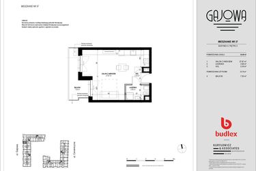Rzut - Mieszkanie na sprzedaż 1 pokój o powierzchni 34,57 m² - numer 37 w Gajowa bud. A