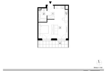 Rzut - Mieszkanie na sprzedaż 1 pokój o powierzchni 35,06 m² - numer A3-1-90 w Hipoteczna Park