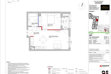 Rzut - Mieszkanie na sprzedaż 2 pokoje o powierzchni 44,91 m² - numer 7.A084 w Ursus Centralny etap VI