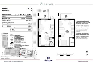 Rzut - Mieszkanie na sprzedaż 2 pokoje o powierzchni 69,28 m² - numer 5.15 w Pino Resort
