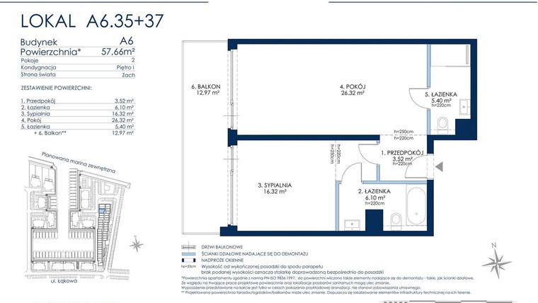 Rzut - Mieszkanie na sprzedaż 1 pokój o powierzchni 57,66 m² - numer A6.35+37 w Grano Hotel Solmarina