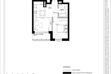 Rzut - Mieszkanie na sprzedaż 2 pokoje o powierzchni 37,46 m² - numer A8 w Osiedle pod Klonami "Klonowa 11"