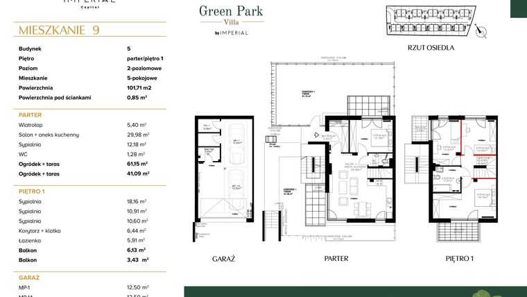 Rzut - Mieszkanie na sprzedaż 5 pokoi o powierzchni 101,71 m² - numer 3A.9 w Green Park Villa etap III
