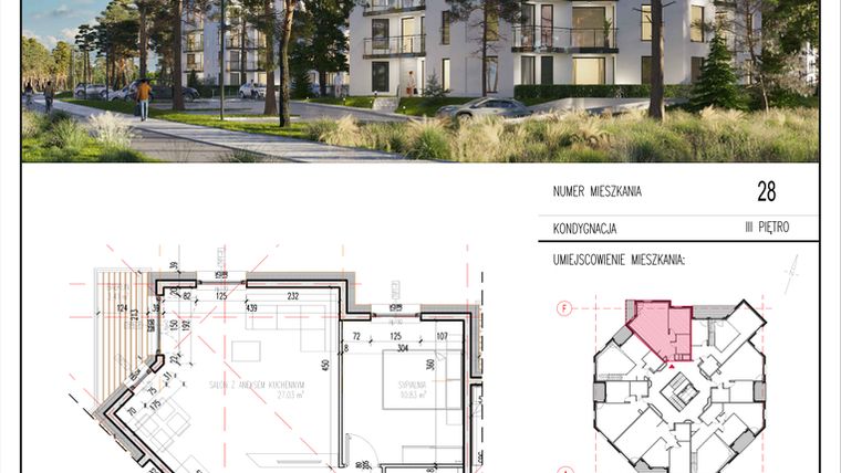 Rzut - Mieszkanie na sprzedaż 2 pokoje o powierzchni 50,12 m² - numer 28 w Grasera 12