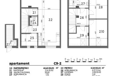 Rzut - Mieszkanie na sprzedaż 4 pokoje o powierzchni 90,63 m² - numer C9-2 w Aleja Miodowa
