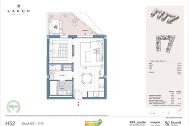 Rzut - Mieszkanie na sprzedaż 1 pokój o powierzchni 44,5 m² - numer LK33B w Lakun