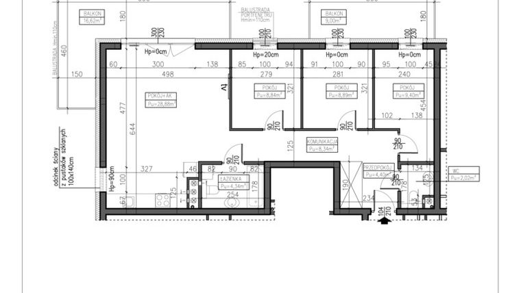 Rzut - Mieszkanie na sprzedaż 4 pokoje o powierzchni 75,11 m² - numer M1.14 w Korona Elbląga