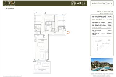 Rzut - Mieszkanie na sprzedaż 2 pokoje o powierzchni 95,56 m² - numer 424 w Altos Del Chaparral