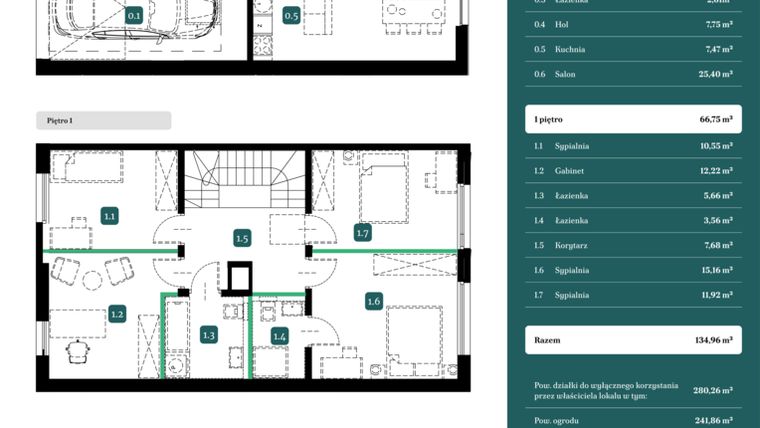 Rzut - Dom na sprzedaż 5 pokoi o powierzchni 134,96 m² - numer 2A w Spokojny Wilanów