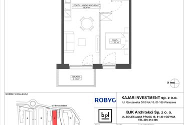 Rzut - Mieszkanie na sprzedaż 2 pokoje o powierzchni 40,82 m² - numer C.2M20 w Foresteria