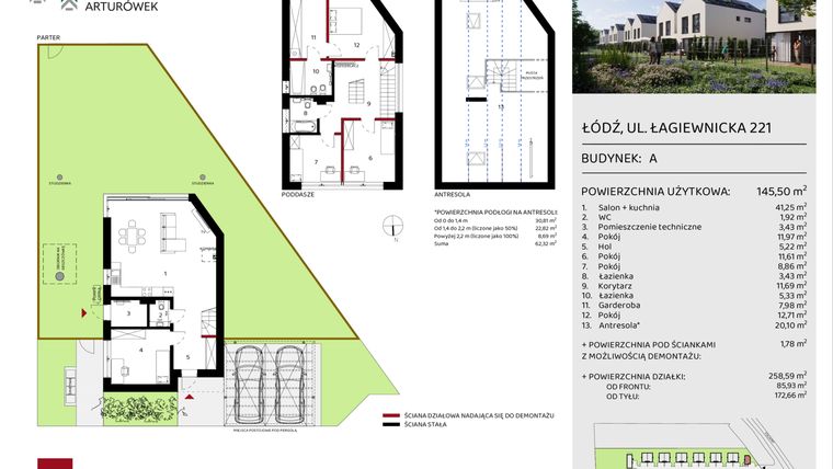 Rzut - Dom na sprzedaż 5 pokoi o powierzchni 145,5 m² - numer A w Enklawa Arturówek
