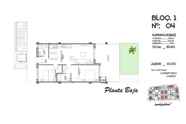 Rzut - Mieszkanie na sprzedaż 2 pokoje o powierzchni 85,8 m² - numer 4 w Mieszkania w Guardamar del Segura - 58228876