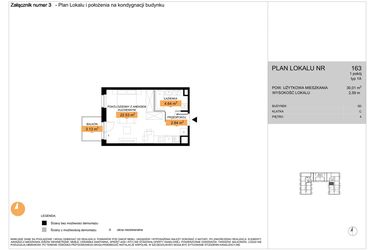 Rzut - Mieszkanie na sprzedaż 1 pokój o powierzchni 30,01 m² - numer 163 w Zenit V