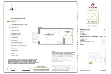 Rzut - Mieszkanie na sprzedaż 1 pokój o powierzchni 33,61 m² - numer B41 w Na Skarpie bud. B