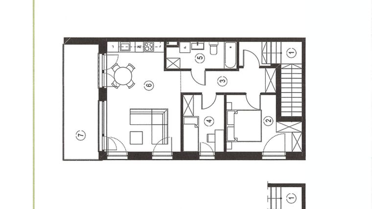 Rzut - Mieszkanie na sprzedaż 3 pokoje o powierzchni 66,95 m² - numer 22_2 w Apartamenty Sielanka