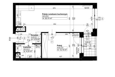 Rzut - Mieszkanie na sprzedaż 2 pokoje o powierzchni 45,81 m² - numer A/5/2 w Świerzawska 13