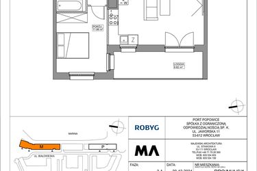 Rzut - Mieszkanie na sprzedaż 2 pokoje o powierzchni 47 m² - numer PPO/M/A/6/1 w Port Popowice bud. M i P