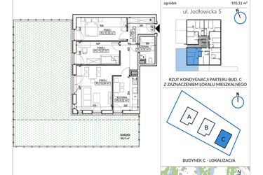 Rzut - Mieszkanie na sprzedaż 3 pokoje o powierzchni 65,81 m² - numer 5-7 w Jodłowicka 5