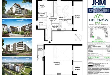 Rzut - Mieszkanie na sprzedaż 5 pokoi o powierzchni 116,67 m² - numer A.4.13 w Helenów Park