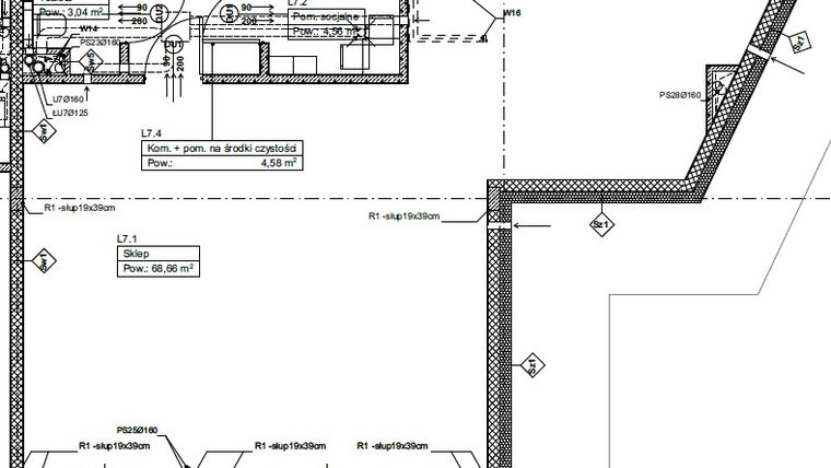 Rzut - Lokal użytkowy na sprzedaż 3 pokoje o powierzchni 80,84 m² - numer L7 w Zielone Tarasy
