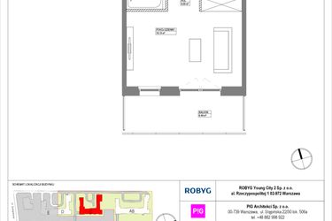 Rzut - Mieszkanie na sprzedaż 1 pokój o powierzchni 30,46 m² - numer MLAC/A/2/1 w Metro Life Apartamenty CD