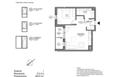 Rzut - Mieszkanie na sprzedaż 2 pokoje o powierzchni 48,51 m² - numer D.2.2.4 w Rumia Centralna