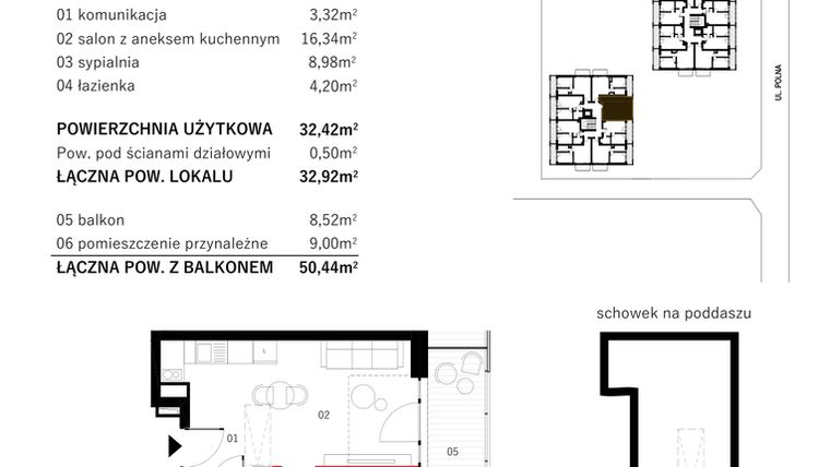 Rzut - Mieszkanie na sprzedaż 2 pokoje o powierzchni 36,34 m² - numer M21 w SUNDAY Resort Ustronie Morskie II