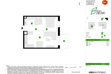 Rzut - Mieszkanie na sprzedaż 2 pokoje o powierzchni 35,53 m² - numer A13 w Osiedle Zielna IV faza 2