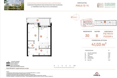 Rzut - Mieszkanie na sprzedaż 2 pokoje o powierzchni 41,03 m² - numer 12.30 w Osiedle Nowe Horyzonty etap III