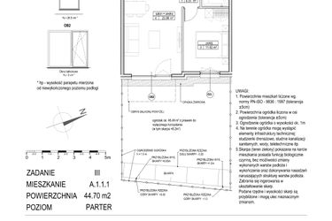Rzut - Mieszkanie na sprzedaż 2 pokoje o powierzchni 44,7 m² - numer A.1.1.1 w Atut III