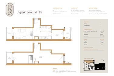 Rzut - Mieszkanie na sprzedaż 4 pokoje o powierzchni 67,21 m² - numer A34 w Lelewela 9