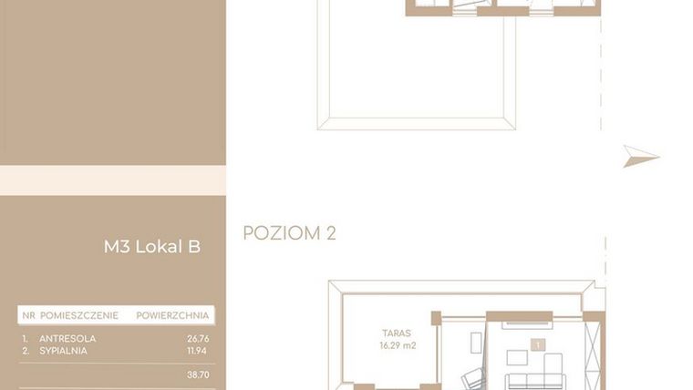 Rzut - Mieszkanie na sprzedaż 5 pokoi o powierzchni 121,34 m² - numer M3.B w Królowej Jadwigi Residence II