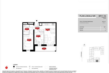 Rzut - Mieszkanie na sprzedaż 3 pokoje o powierzchni 50,04 m² - numer BR11/16 w Browary Wrocławskie 2