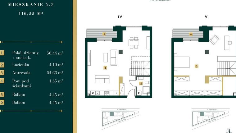 Rzut - Mieszkanie na sprzedaż 2 pokoje o powierzchni 107,54 m² - numer 4.7 w New Iron