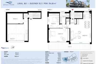 Rzut - Mieszkanie na sprzedaż 3 pokoje o powierzchni 154,48 m² - numer 10.2.1 w Brizo Park