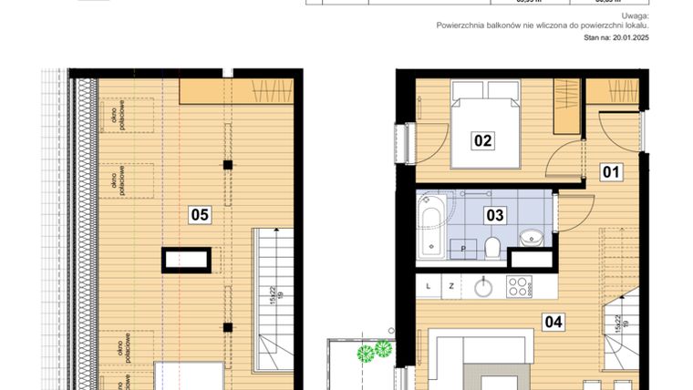 Rzut - Mieszkanie na sprzedaż 3 pokoje o powierzchni 63,93 m² - numer L-29 w Mickiewicza 21 Residence