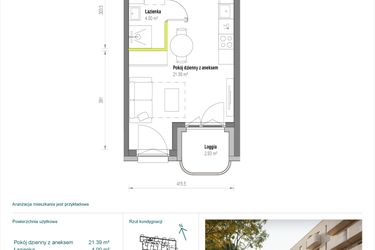 Rzut - Mieszkanie na sprzedaż 1 pokój o powierzchni 25,4 m² - numer A/2/58 w Skorosze Vita