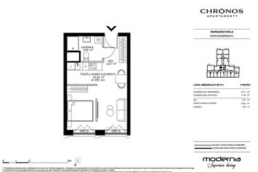 Rzut - Mieszkanie na sprzedaż 2 pokoje o powierzchni 31,32 m² - numer 511 w Chronos