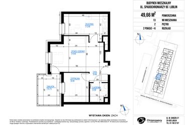 Rzut - Mieszkanie na sprzedaż 2 pokoje o powierzchni 49,66 m² - numer 13 w Vieniava edycja druga