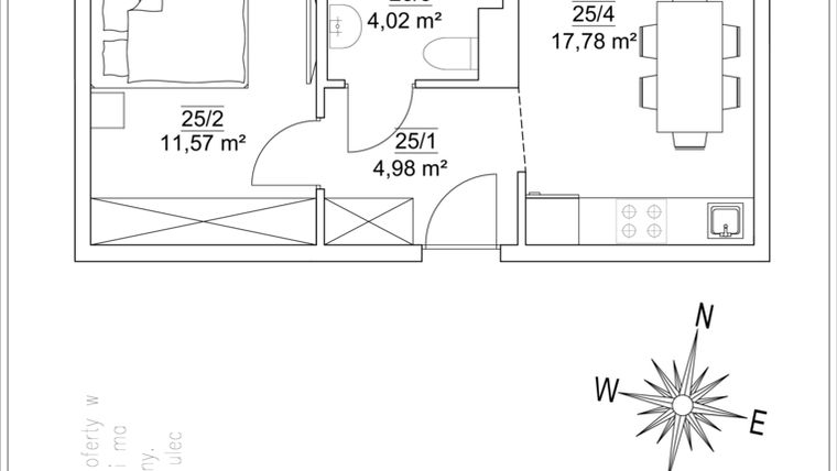 Rzut - Mieszkanie na sprzedaż 2 pokoje o powierzchni 38,78 m² - numer 25 w AntraCity