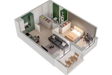 Rzut - Mieszkanie na sprzedaż 2 pokoje o powierzchni 39,56 m² - numer C.8.A w Quercus bud. C