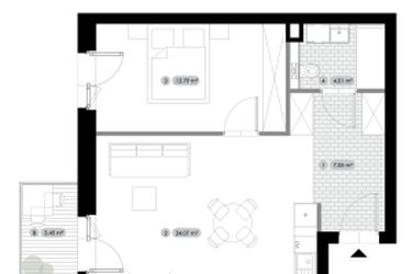 Rzut - Mieszkanie na sprzedaż 2 pokoje o powierzchni 48,92 m² - numer 4.M5 w Stalowa 76