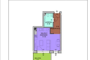 Rzut - Mieszkanie na sprzedaż 1 pokój o powierzchni 27,2 m² - numer D35 w Osiedle Zuchów